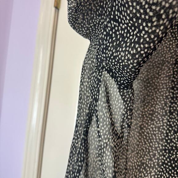 DR Vintage Sheer Flowy Sleeve Blouse Size 12 Black White Speckled Fairy Grunge - Picture 8 of 8